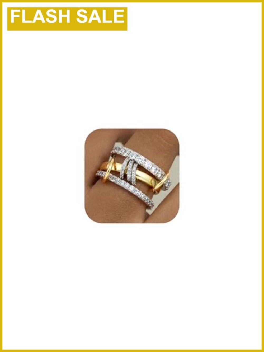 18K Gold Plated Stackable Rings Set for Women Non Tarnish Cubic Zirconia